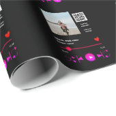 音楽プレイヤーパーソナライズされたカップル愛q rコードテックス ラッピングペーパー (ロールコーナー)