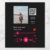 音楽プレイヤーパーソナライズされたカップル愛q rコードテックス ワインラベル (シングルラベル)