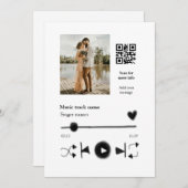 音楽プレイヤーパーソナライズされたカップル愛q rコードテックス 招待状 (正面/裏面)