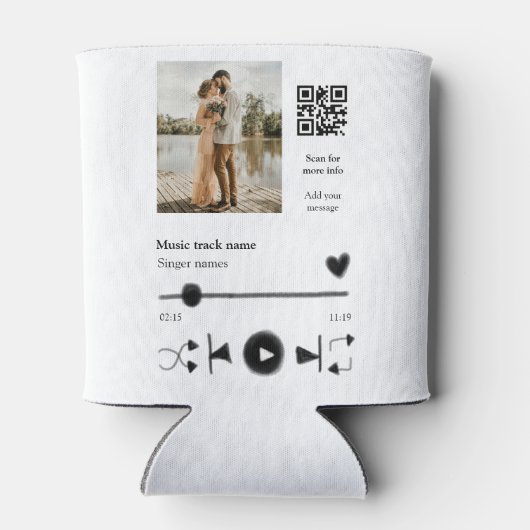 音楽プレイヤーパーソナライズされたカップル愛q rコードテックス 缶クーラー (裏面)