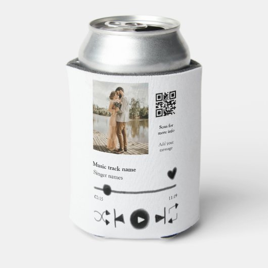 音楽プレイヤーパーソナライズされたカップル愛q rコードテックス 缶クーラー (缶裏面)