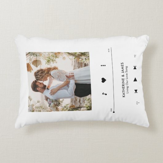 音楽プレーヤーのフォトフレームパーソナライズされた アクセントクッション (正面)