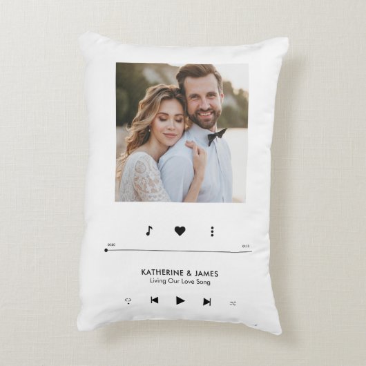 音楽プレーヤーのフォトフレームパーソナライズされた アクセントクッション (裏面(縦))