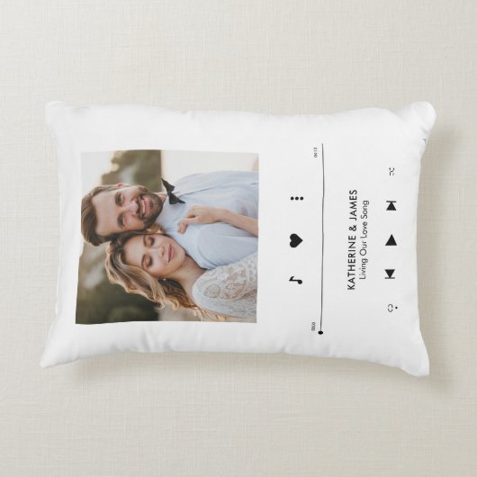 音楽プレーヤーのフォトフレームパーソナライズされた アクセントクッション (裏面)