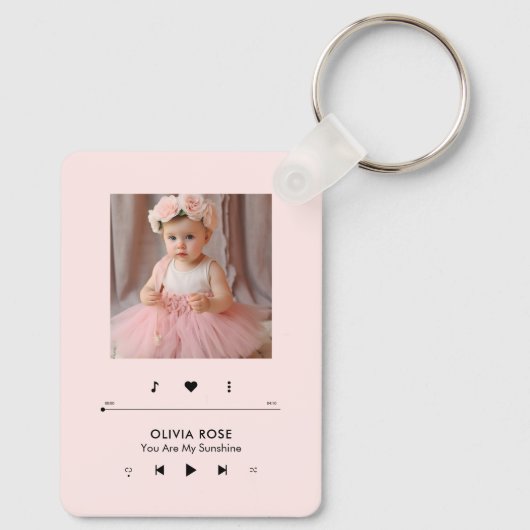 音楽プレーヤーのフォトフレームパーソナライズされた キーホルダー (裏面)