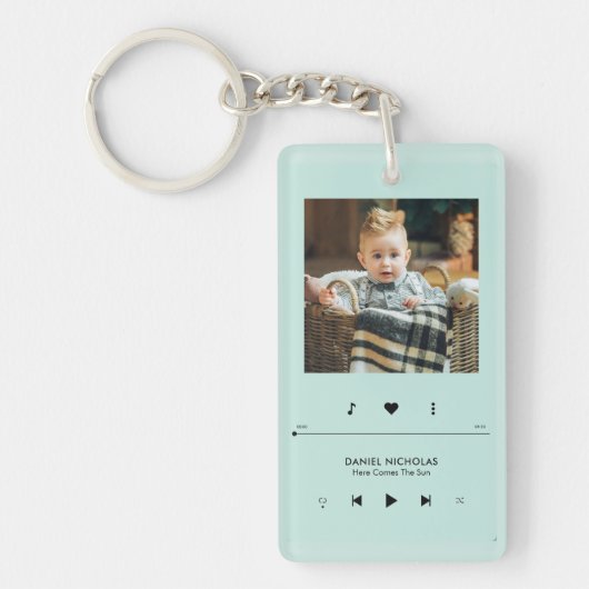 音楽プレーヤーのフォトフレームパーソナライズされた キーホルダー (正面)