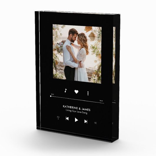 音楽プレーヤーのフォトフレームパーソナライズされた フォトブロック (右)