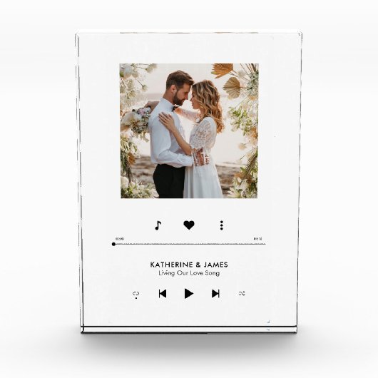 音楽プレーヤーのフォトフレームパーソナライズされた フォトブロック (正面)