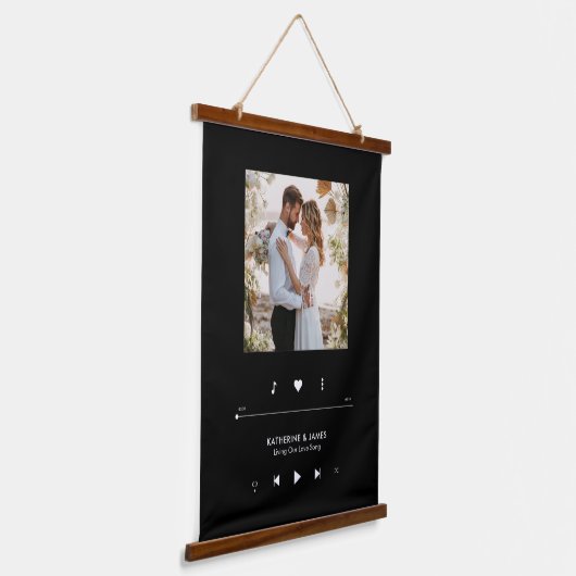 音楽プレーヤーのフォトフレームパーソナライズされた 吊り下げ型タペストリー (傾斜あり)