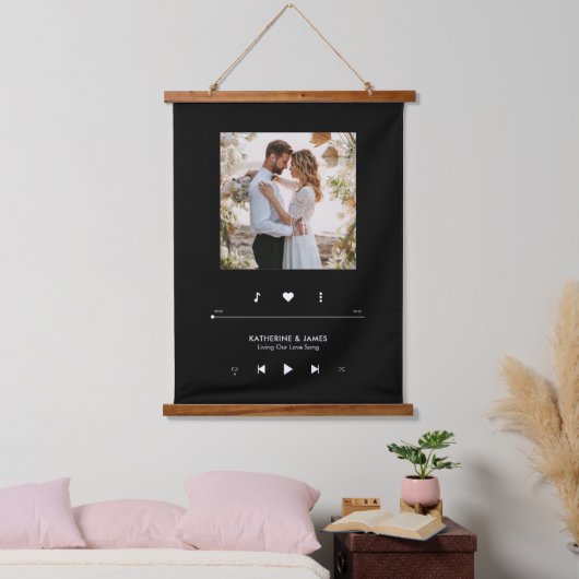 音楽プレーヤーのフォトフレームパーソナライズされた 吊り下げ型タペストリー (寝室)