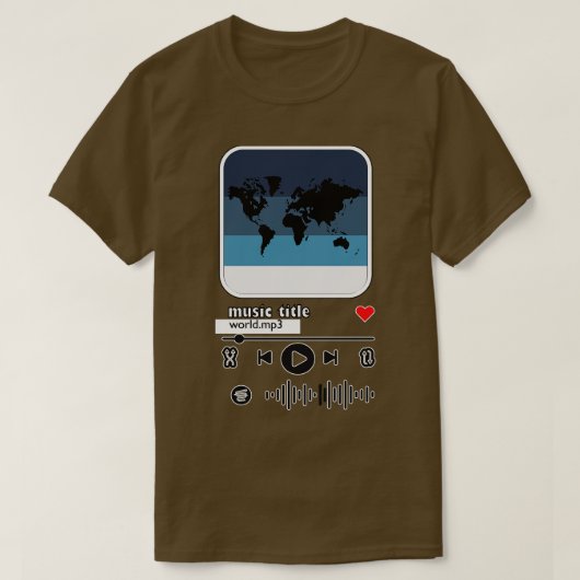 音楽プレーヤーの世界地図 Tシャツ (デザイン正面)
