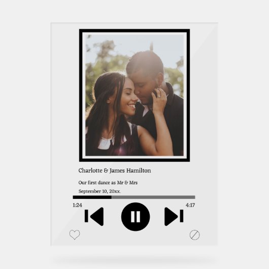 音楽プレーヤーの写真パーソナライズされた アクリルサイン (正面)