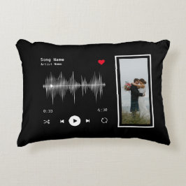 音楽プレーヤーアーティストとソングブラックパーソナライズされた アクセントクッション