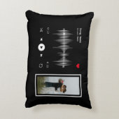 音楽プレーヤーアーティストとソングブラックパーソナライズされた アクセントクッション (裏面(縦))
