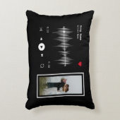 音楽プレーヤーアーティストとソングブラックパーソナライズされた アクセントクッション (正面(垂直))