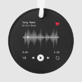 音楽プレーヤーアーティストとソングブラックパーソナライズされた オーナメント (裏面)