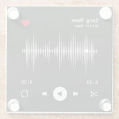 音楽プレーヤーアーティストとソングブラックパーソナライズされた ガラスコースター (裏面)