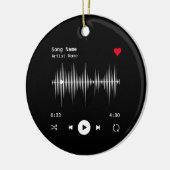 音楽プレーヤーアーティストとソングブラックパーソナライズされた セラミックオーナメント (左)