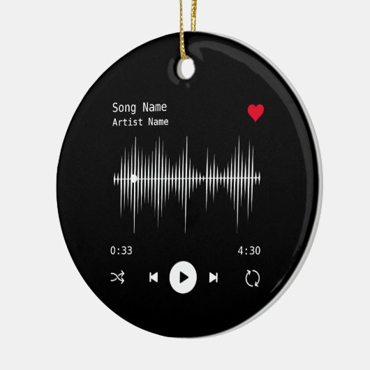 音楽プレーヤーアーティストとソングブラックパーソナライズされた セラミックオーナメント (左)
