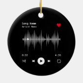 音楽プレーヤーアーティストとソングブラックパーソナライズされた セラミックオーナメント (裏面)