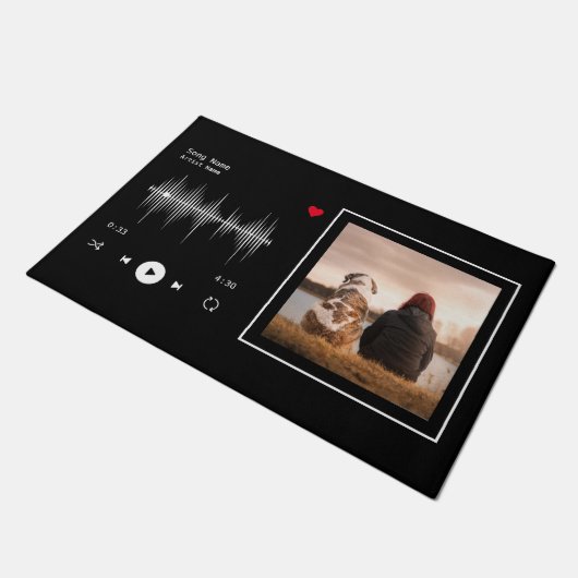 音楽プレーヤーアーティストとソングブラックパーソナライズされた ドアマット (アングル)