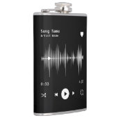 音楽プレーヤーアーティストとソングブラックパーソナライズされた フラスク (右)