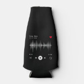 音楽プレーヤーアーティストとソングブラックパーソナライズされた ボトルクーラー (正面)