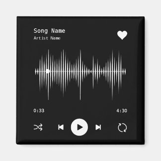 音楽プレーヤーアーティストとソングブラックパーソナライズされた マグネット