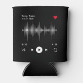 音楽プレーヤーアーティストとソングブラックパーソナライズされた 缶クーラー (正面)