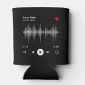 音楽プレーヤーアーティストとソングブラックパーソナライズされた 缶クーラー (裏面)