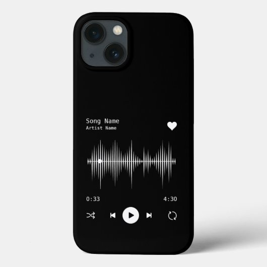 音楽プレーヤーアーティストとソングブラックパーソナライズされた Case-Mate iPhoneケース (裏面)
