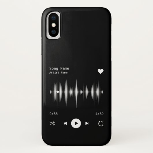 音楽プレーヤーアーティストとソングブラックパーソナライズされた Case-Mate iPhoneケース (裏面)