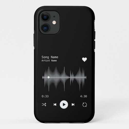 音楽プレーヤーアーティストとソングブラックパーソナライズされた Case-Mate iPhoneケース (裏面)