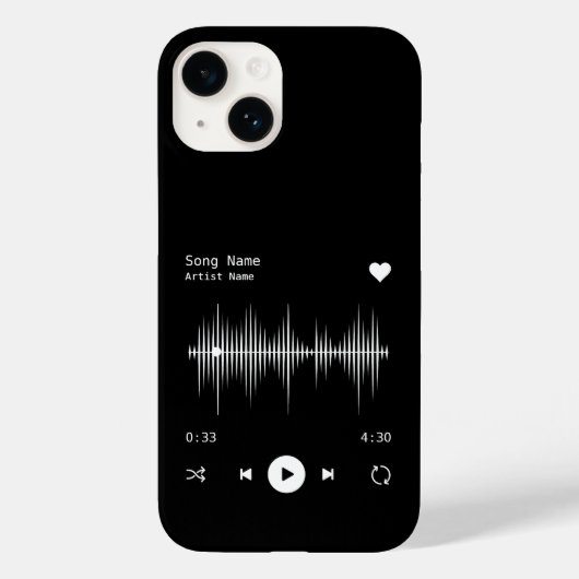 音楽プレーヤーアーティストとソングブラックパーソナライズされた Case-Mate iPhoneケース (裏面)