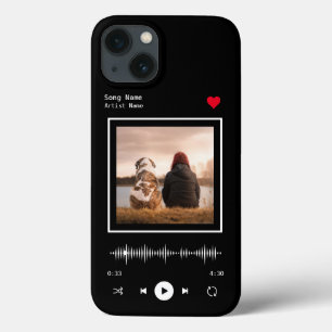 音楽プレーヤー アーティストと曲のパーソナライズされた写真 iPhone 13ケース