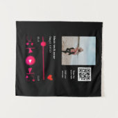 音楽プレーヤー カップル 愛 qrコード テキスト タペストリー (正面(横))