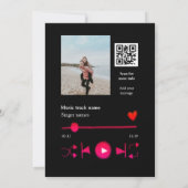 音楽プレーヤー カップル 愛 qrコード テキスト 招待状 (裏面)