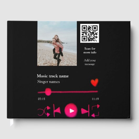 音楽プレーヤー カップル 愛 qr コード テキスト ゲストブック (正面)