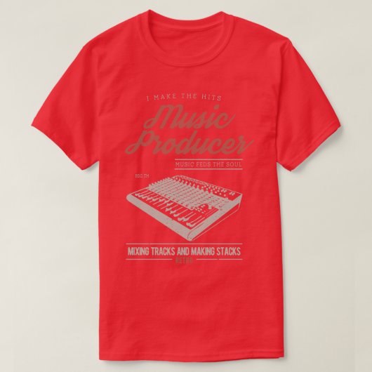 音楽プロデューサーのミキシングボード Tシャツ (デザイン正面)