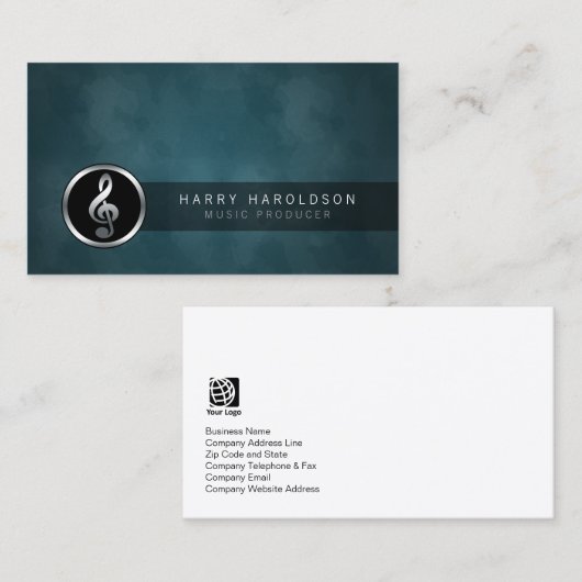 音楽プロデューサーミュージシャン音楽トレブルクレフ、 音符記号アイコン 名刺 (正面/裏面)