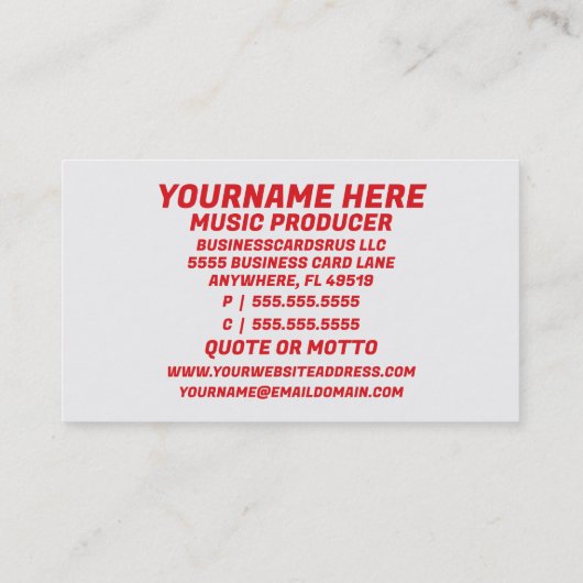 音楽プロデューサー音楽制作 名刺 (裏面)