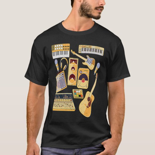 音楽プロデューサー ミュージシャン 楽器 作曲家 レコード Tシャツ (正面)