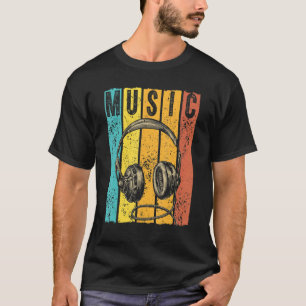 音楽プロデューサー Dj ビンテージ レトロ ヘッドホン Tシャツ