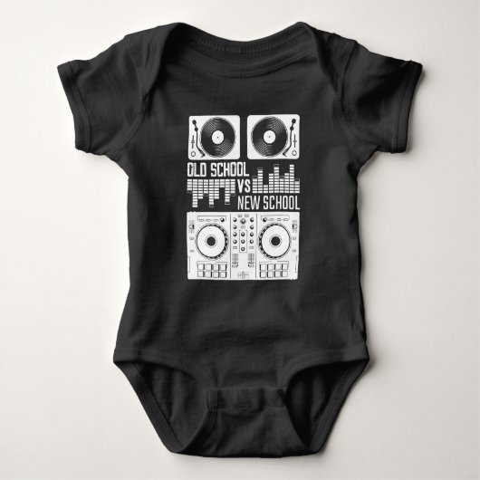 音楽プロデューサーDJオールドスクールビニール電気テクノ ベビーボディスーツ (正面)
