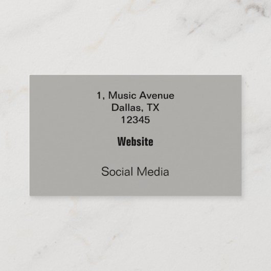 音楽プロフェッショナル。 ドラムか打楽器 名刺 (裏面)