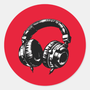 音楽ヘッドフォンダンスDJ誕生日パーティー ラウンドシール