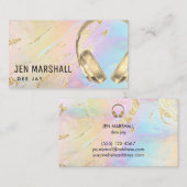 音楽ヘッドフォンフェイクのホログラフィック背景 名刺 (正面/裏面)