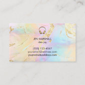 音楽ヘッドフォンフェイクのホログラフィック背景 名刺 (裏面)