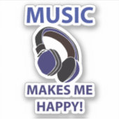 音楽ヘッドフォン音楽で音楽を楽しめる シール (正面)