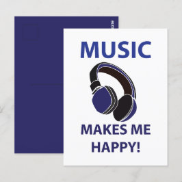 音楽ヘッドフォン音楽で音楽を楽しめる ポストカード